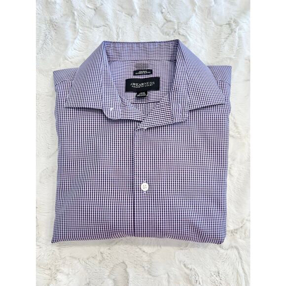 Awearness Kenneth Cole Men's Shirt 16 1/2 34/35 Purple Button Down Long Sleeve - Picture 7 of 9